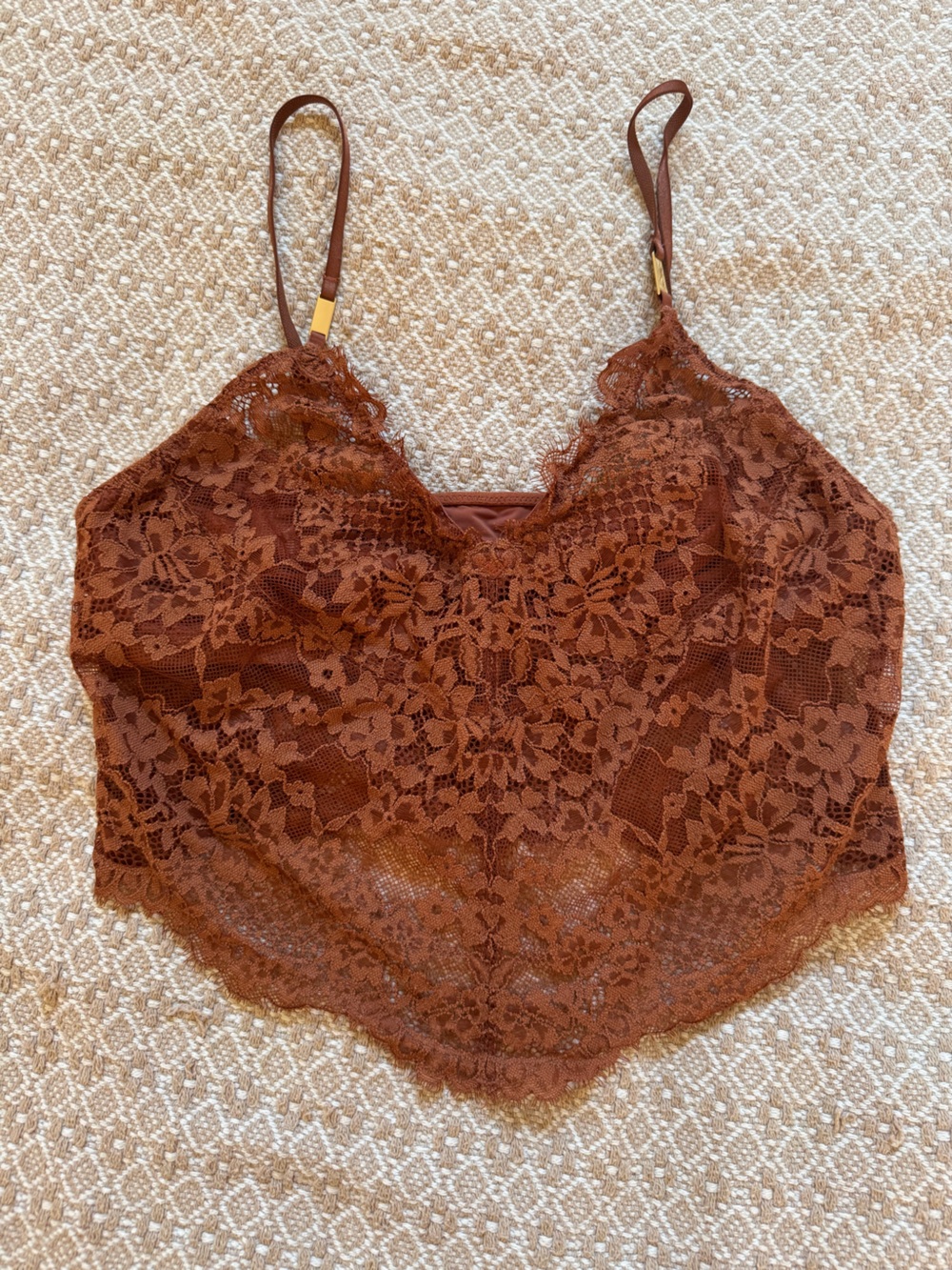 aerie Lace Bralette in Rust Brown
